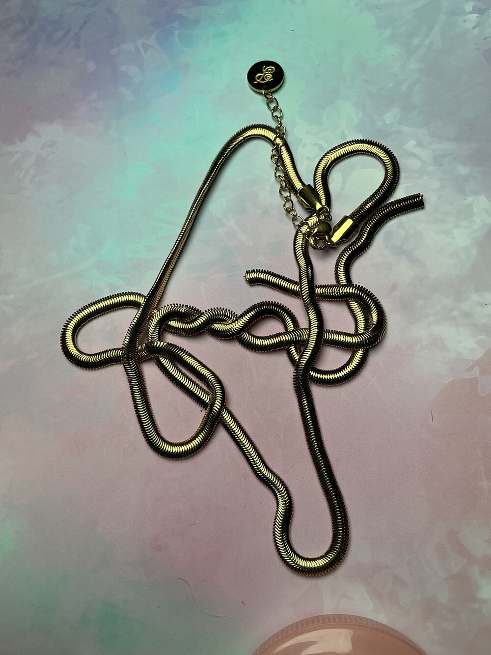 ★ Plunder Gold Tone Snake Chain Adjustable Lariat Y Necklace Long Statement